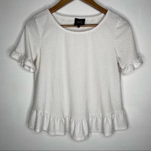 🍋W5 White rugged top with white pin dots